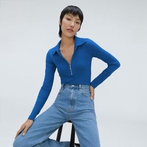 Everlane The Super-Soft Zip Polo, M, Lapis Blue